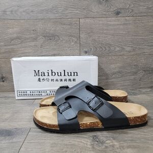 Maibulun Black Double Buckle Criss Cross Wrap Sandals New Size 12